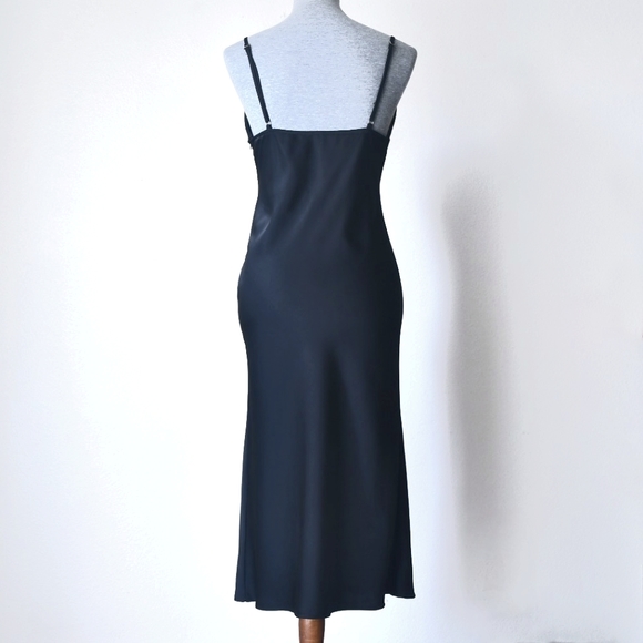 NWT Black Satin Cowl Neck Midi Dress Size Medium - Picture 6 of 8